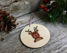 Load image into Gallery viewer, Reindeer DIY cross stitch ornament kit