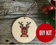 Load image into Gallery viewer, Reindeer DIY cross stitch ornament kit