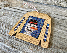 Load image into Gallery viewer, Ugly sweater with cheerful snowman ornament kit