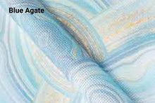 Load image into Gallery viewer, 14 Count Blue Agate DMC Charles Craft AIDA 15" x 18" printed cross stitch needlepoint embroidery fabric (green & blue swirl tie-dye mix)