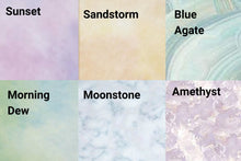 Load image into Gallery viewer, Printed DMC Charles Craft AIDA 15" x 18" cross stitch fabric available in amethyst, sunset, sandstorm, morning dew, blue agate & moonstone