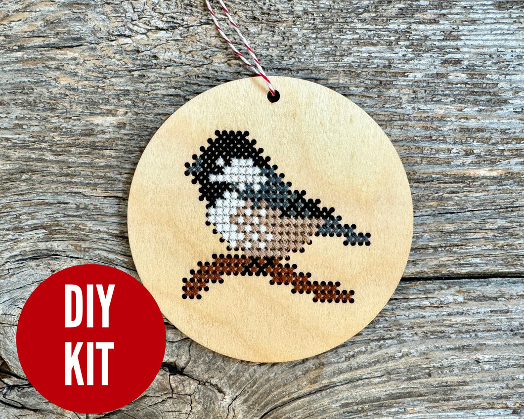 Chickadee cross stitch ornament kit