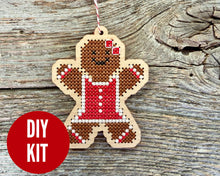 Load image into Gallery viewer, Gingerbread girl ornament cross stitch kit
