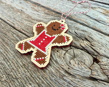 Load image into Gallery viewer, Gingerbread girl ornament cross stitch kit
