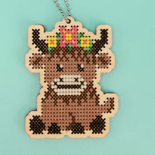 Load image into Gallery viewer, Highland cow cross stitch kit
