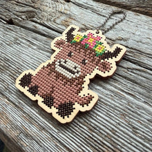 Load image into Gallery viewer, Highland cow cross stitch kit
