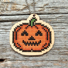 Load image into Gallery viewer, Jack O'Lantern cross stitch kit
