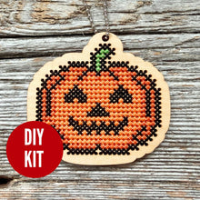 Load image into Gallery viewer, Jack O'Lantern cross stitch kit
