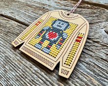 Load image into Gallery viewer, Love robot ugly sweater cross stitch kit
