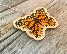 Load image into Gallery viewer, Monarch butterfly laser cut wood cross stitch kit
