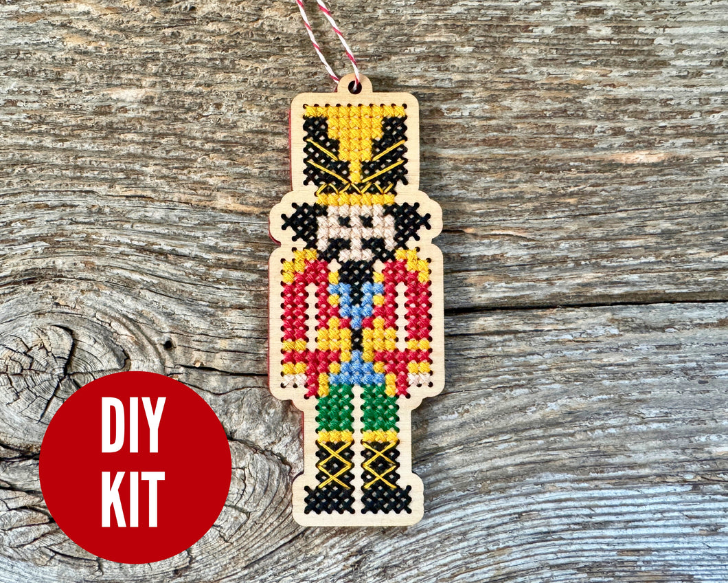Nutcracker ornament cross stitch kit