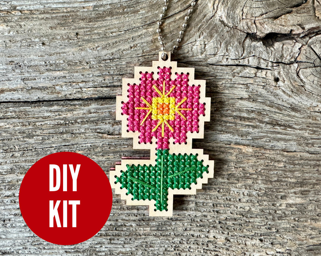 Spring flower cross stitch kit