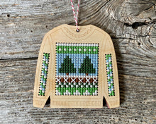 Load image into Gallery viewer, Ugly sweater with Scandinavian design cross stitch ornament kit
