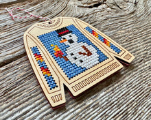 Load image into Gallery viewer, Burning snowman ugly sweater cross stitch kit

