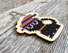 Load image into Gallery viewer, Black cat laser cut wood cross stitch kit
