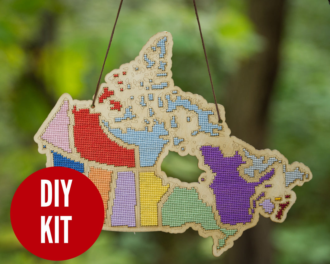 Canada map wall hanging cross stitch kit