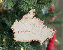 Load image into Gallery viewer, Canada hand-stitched laser cut wood ornament
