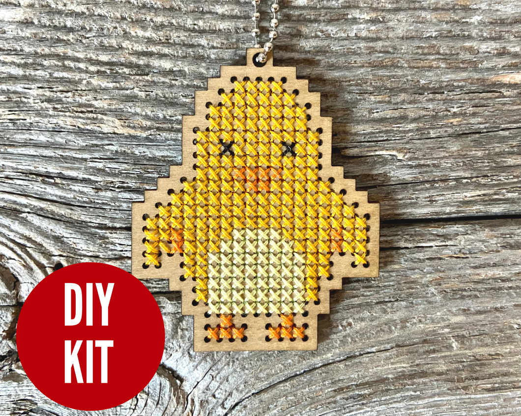 Chick DIY laser cut wood cross stitch kit