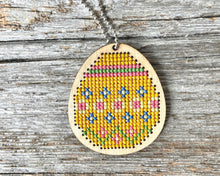 Load image into Gallery viewer, Fancy Easter egg DIY laser cut wood cross stitch kit
