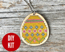 Load image into Gallery viewer, Fancy Easter egg DIY laser cut wood cross stitch kit
