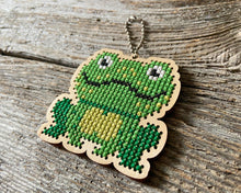Load image into Gallery viewer, Freddie frog laser cut wood cross stitch kit
