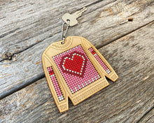 Load image into Gallery viewer, Valentine&#39;s heart &quot;ugly sweater&quot; cross stitch ornament kit
