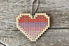 Load image into Gallery viewer, Ombre heart DIY laser cut wood cross stitch kit
