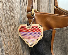 Load image into Gallery viewer, Ombre heart DIY laser cut wood cross stitch kit
