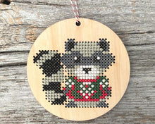 Load image into Gallery viewer, Roncy Raccoon cross stitch ornament kit
