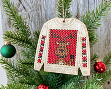 Load image into Gallery viewer, Ugly sweater reindeer ornament kit
