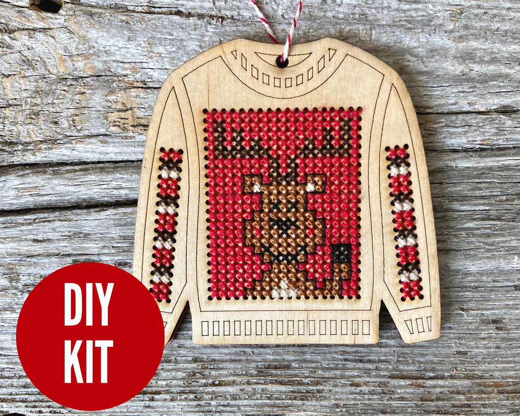 Ugly sweater reindeer ornament kit