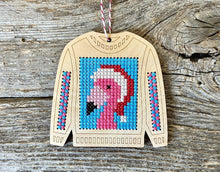 Load image into Gallery viewer, Flamingo ugly sweater cross stitch kit
