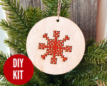 Load image into Gallery viewer, Snowflake DIY cross stitch ornament kit
