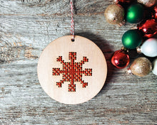 Load image into Gallery viewer, Snowflake DIY cross stitch ornament kit

