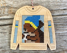 Load image into Gallery viewer, Sippin&#39; squirrel ugly sweater cross stitch kit
