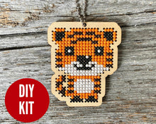 Load image into Gallery viewer, Tiger DIY laser cut wood cross stitch kit
