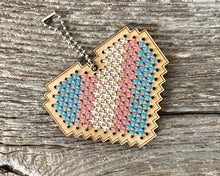 Load image into Gallery viewer, Transgender pride flag heart DIY laser cut wood cross stitch kit
