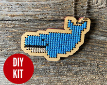 Load image into Gallery viewer, Wally whale laser cut wood cross stitch kit

