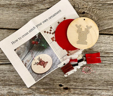 Load image into Gallery viewer, Reindeer DIY cross stitch ornament kit
