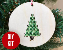 Load image into Gallery viewer, Modern tree ornament DIY cross stitch kit
